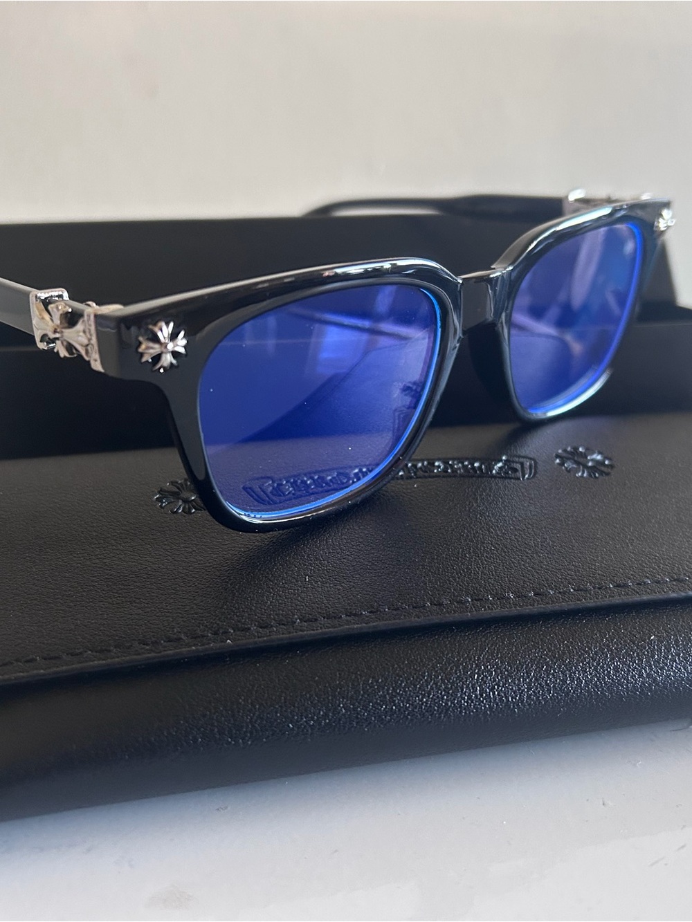 Black Chrome Hearts Blue Light glasses